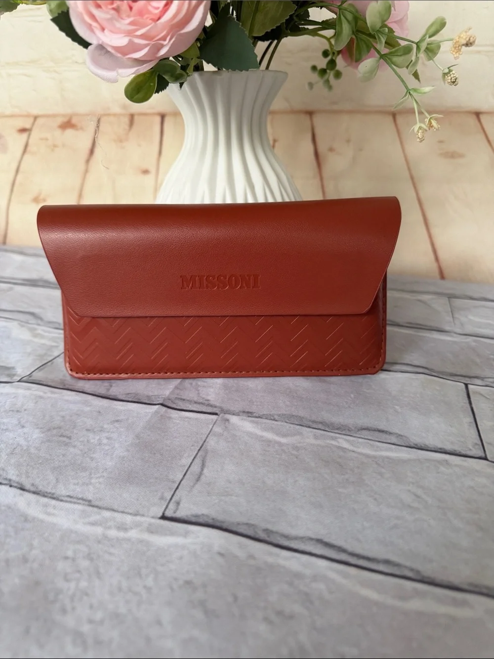 MISSONI brown leather eye wear glasses case